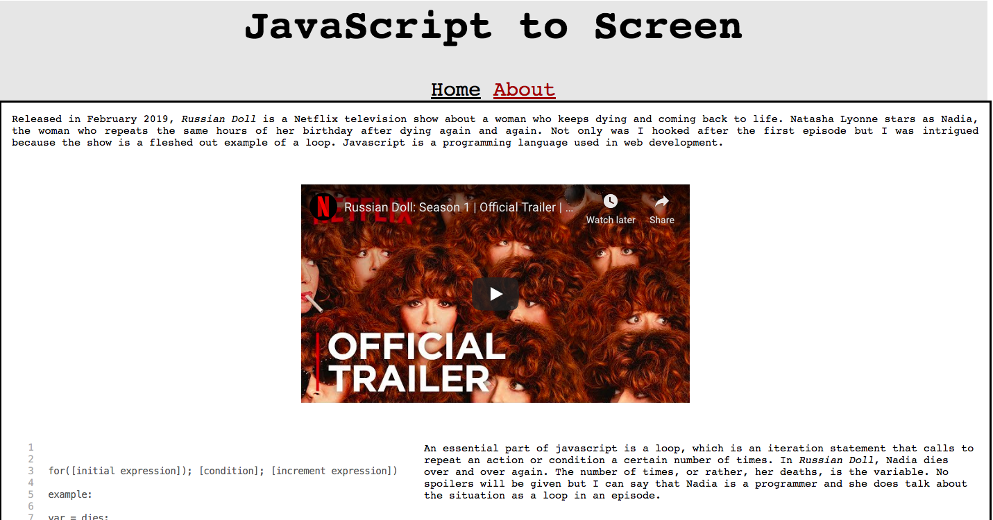 screenshot of the website