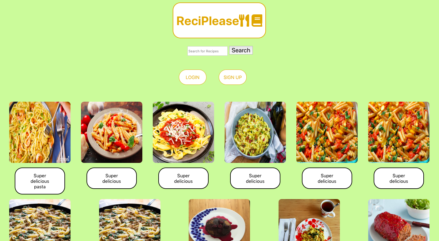 screenshot of the ReciPlease web app